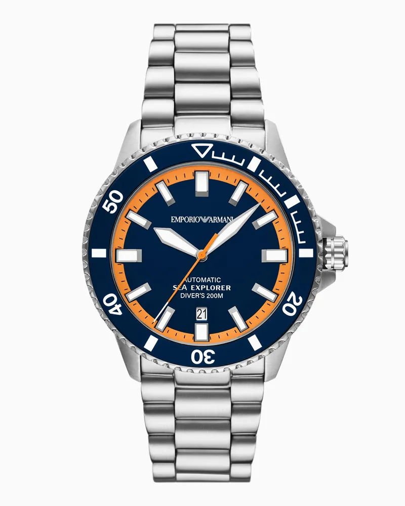 Emporio Armani Sea Explorer Automatikuhr aus Edelstahl Mehrfarbig