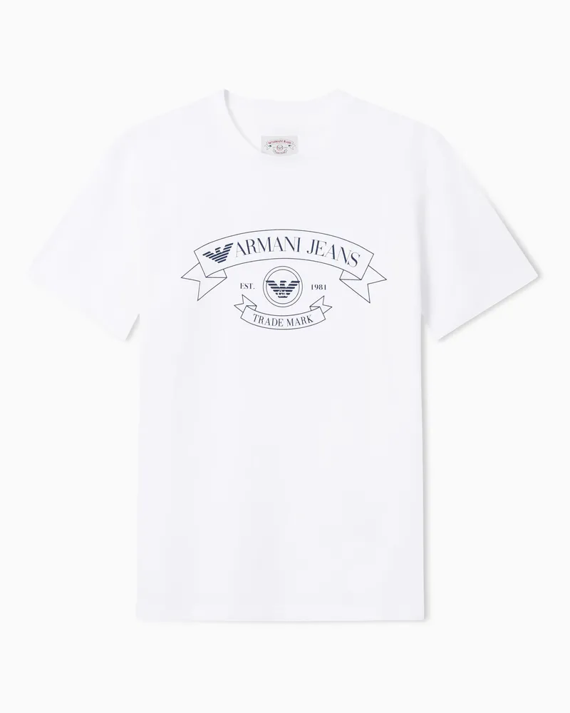 Emporio Armani T-Shirt aus Jersey mit Armani Jeans Print Weiß