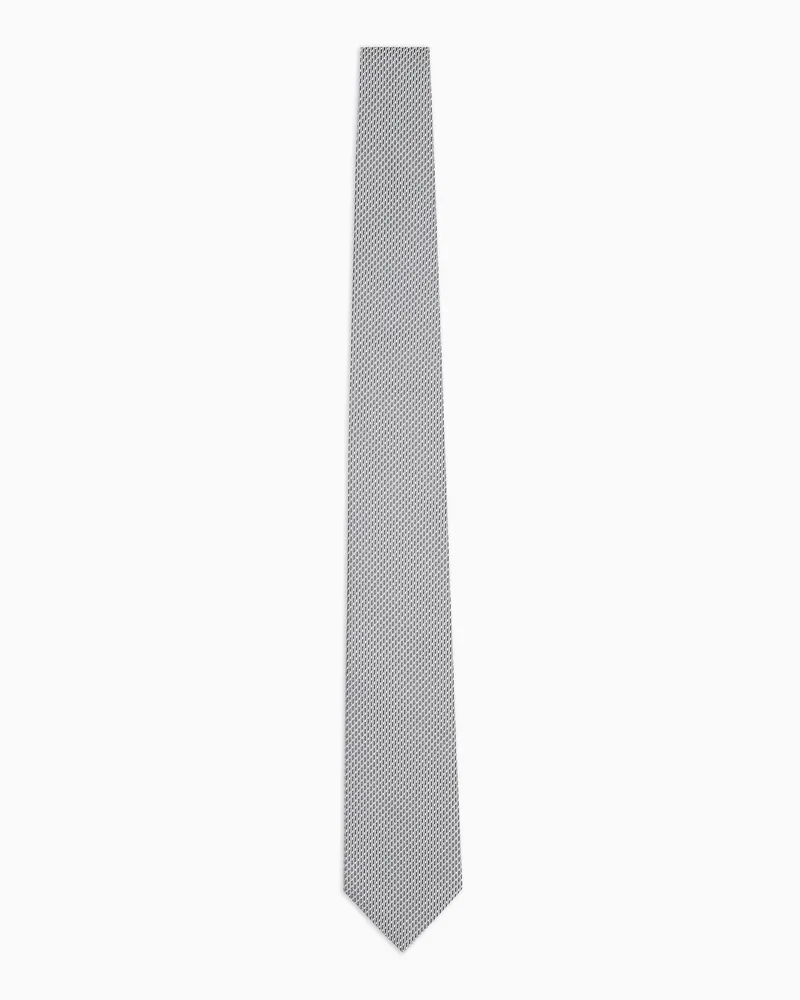 Emporio Armani Krawatte aus reiner Seide mit Mikrostruktur Grau
