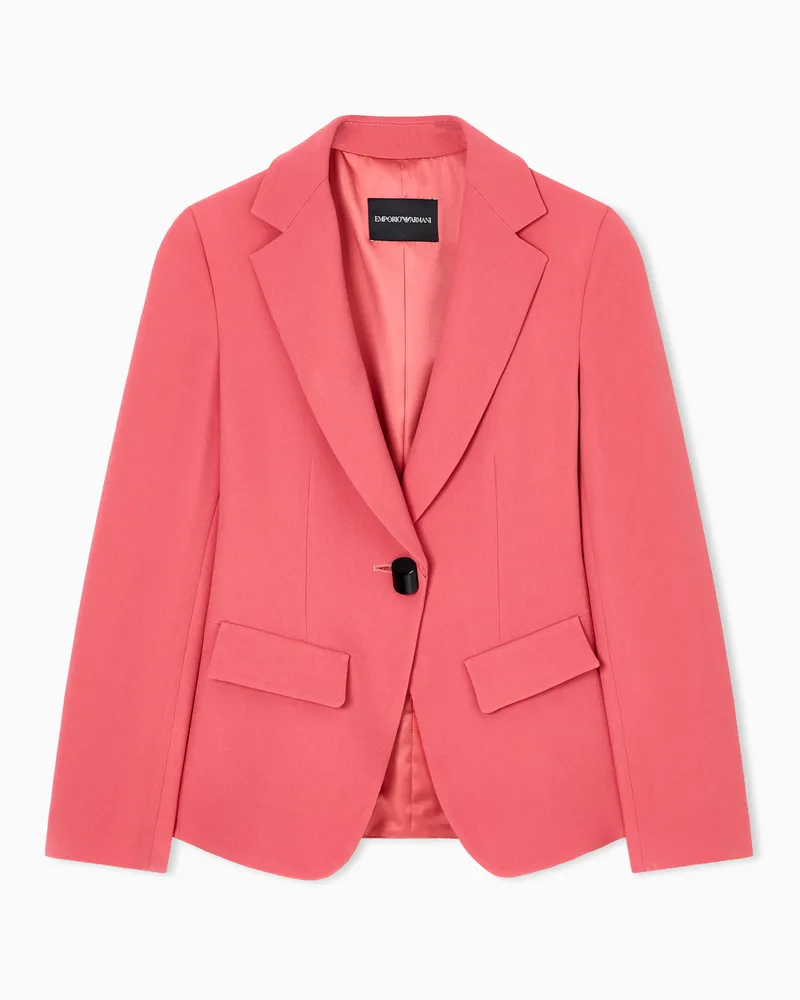 Emporio Armani Einreihiger Blazer aus Krepp-Cady Rot