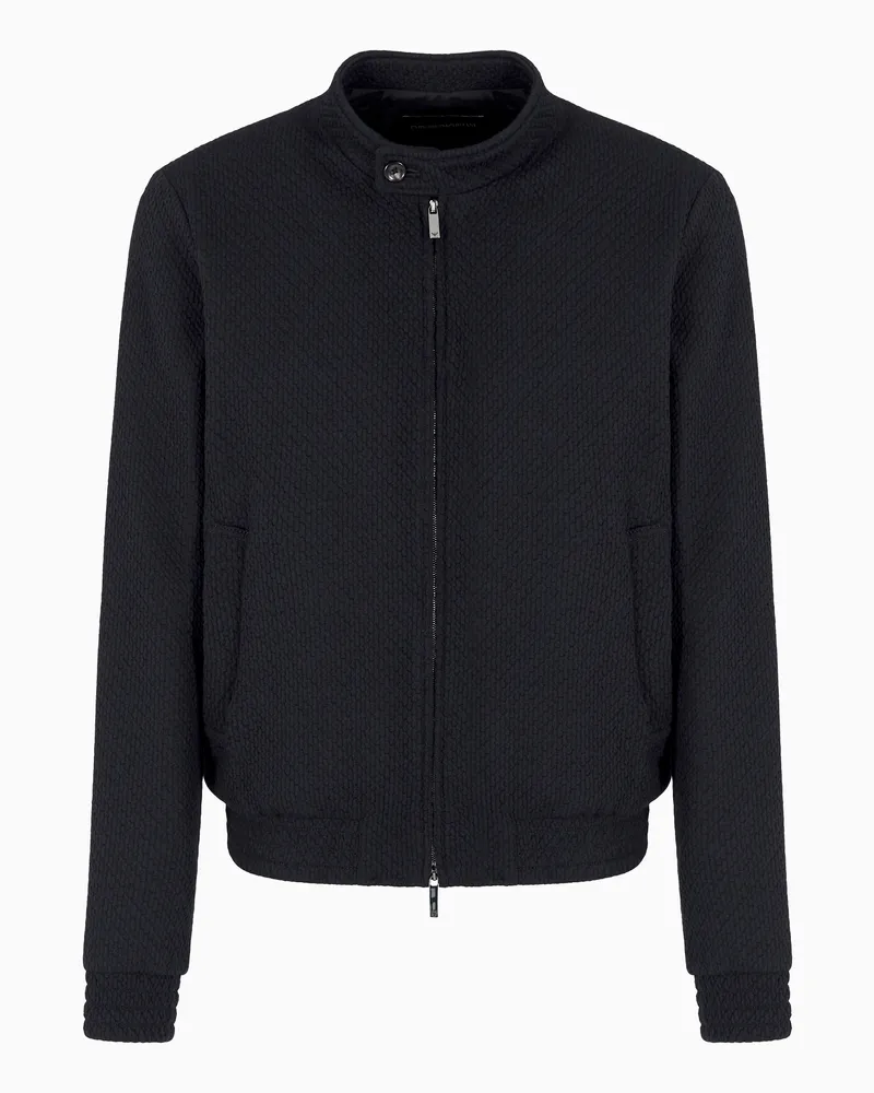Emporio Armani Blouson aus Strick-Jersey aus einer Schurwollmischung mit Stretchanteil mit 3D-Effekt Marineblau