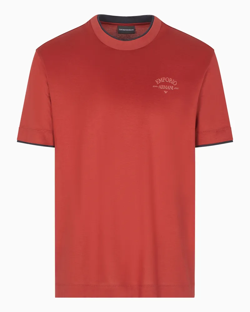 Emporio Armani ASV T-Shirt mit kontrastierenden Details aus einer Jersey-Lyocell-Mischung Rot