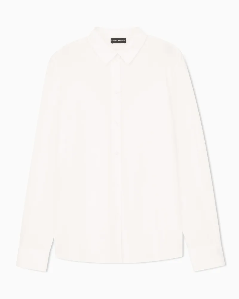 Emporio Armani Bluse aus Crêpe-de-Chine-Seide mit Plissierung an der Rückseite Weiß