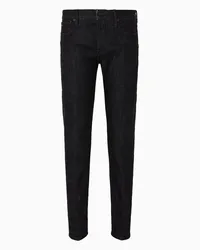 Emporio Armani J75 Slim-fit-jeans aus Stretch-denim mit Marmorierter Waschung und Fleece-touch Schwarz