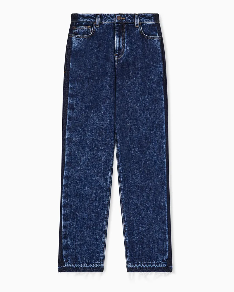 Emporio Armani Regular-Fit-Jeans J3H aus marmoriertem Denim mit seitlichem Band Blau