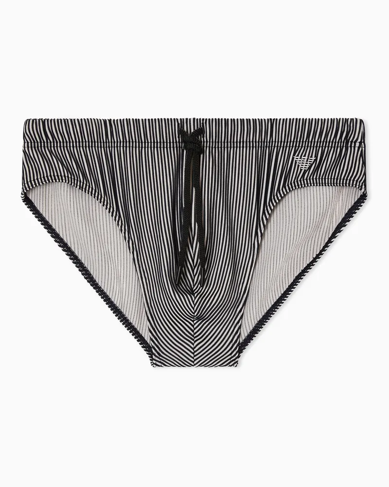 Emporio Armani Badeslip mit Streifen-Print Beige