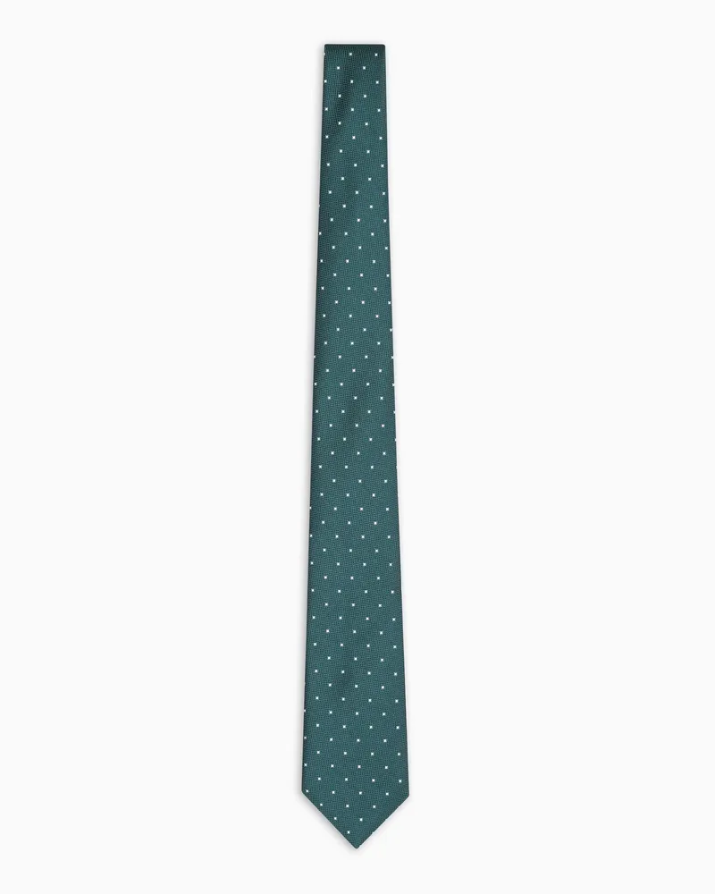 Emporio Armani Krawatte aus reiner Seide Mikro-Muster in Jacquard-Stoff-Verarbeitung Grün