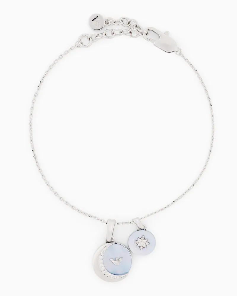 Emporio Armani Armband mit Anhänger aus silberfarbenem Perlmutt Mehrfarbig