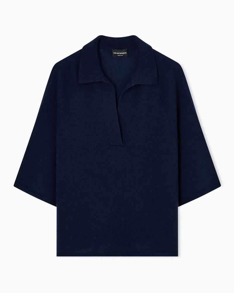 Emporio Armani Woll-Kaschmir-Pullover aus der Winter Urbanism-Sonderkollektion mit Kimonoärmeln Marineblau