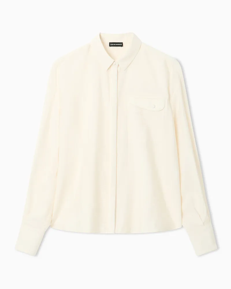 Emporio Armani Hemd aus Funktions-Rayon Weiß