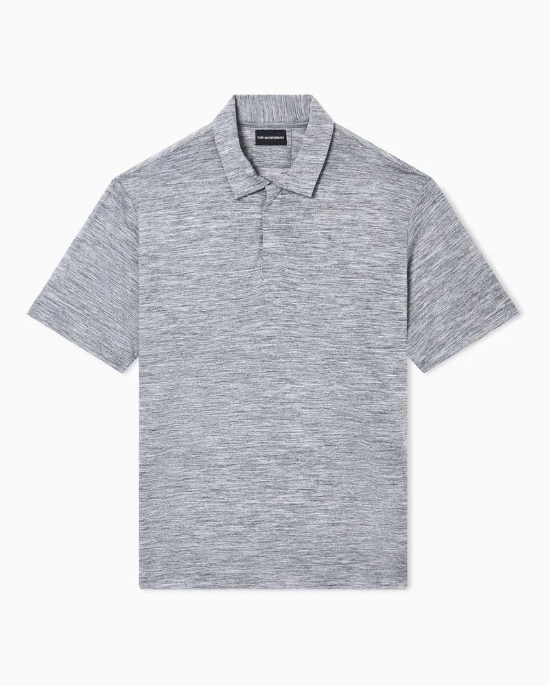 Emporio Armani Poloshirt aus geflammtem Wolljersey Grau