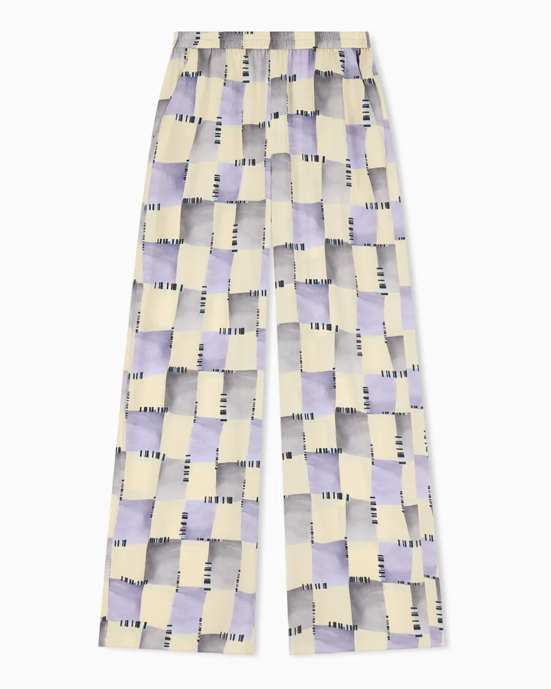 Emporio Armani Hose aus Satin mit Karomuster Mehrfarbig