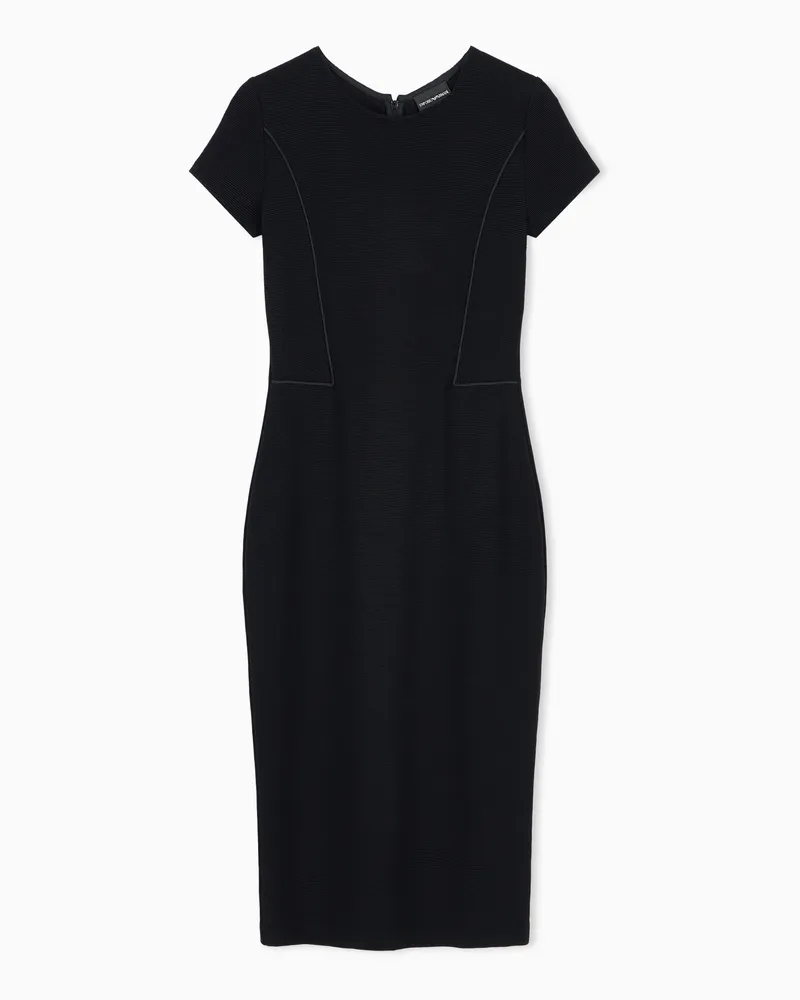 Emporio Armani Ungefüttertes Kleid aus Ottoman-Jersey mit Satinpaspel Schwarz