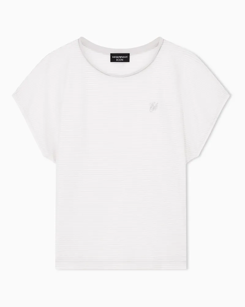 Emporio Armani Icon gestreifter Pullover aus leichtem Jersey Beige