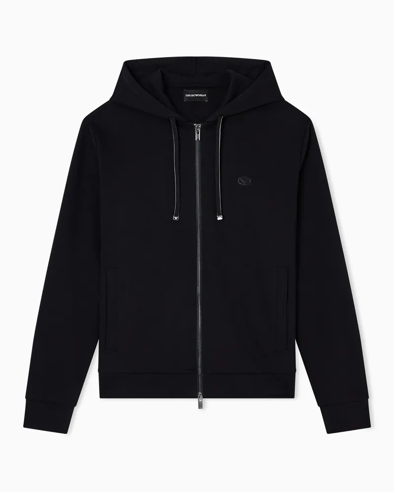Emporio Armani Sweatshirt mit Kapuze und Reißverschluss aus Punto-Roma-Jersey Schwarz