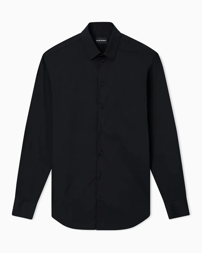 Emporio Armani Bluse aus elastischem Baumwollpopeline Schwarz