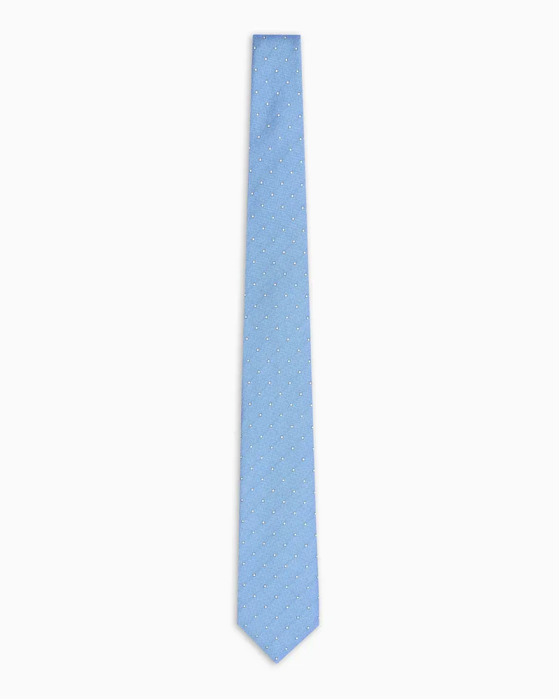 Emporio Armani Krawatte aus reiner Seide Mikro-Muster in Jacquard-Stoff-Verarbeitung Hellblau