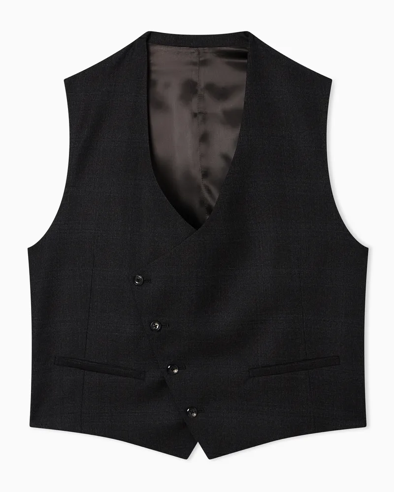 Emporio Armani Weste aus Super 130'S Wolle mit Glencheck-Karos Grau