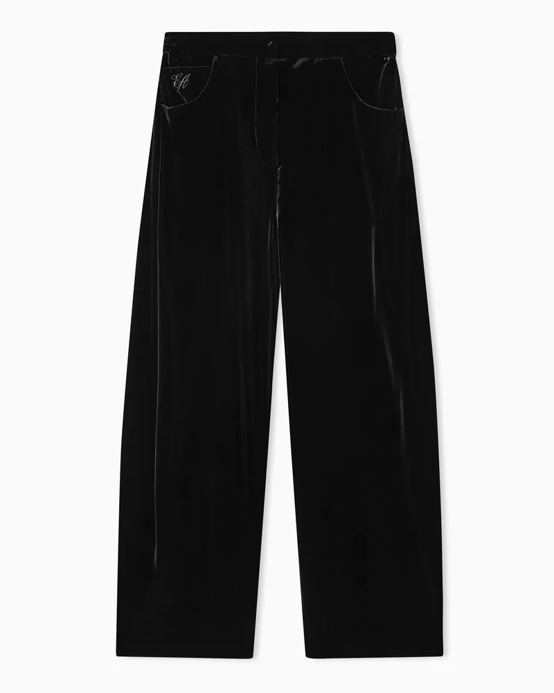 Emporio Armani Hose mit ovalem Bein, gefertigt aus fließendem Samt Schwarz
