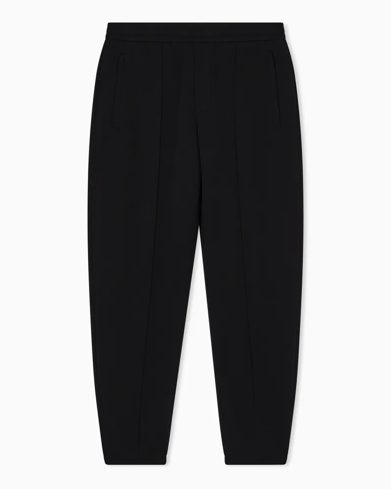 Emporio Armani Jogger trousers in double jersey with micro eagle embroidery Schwarz