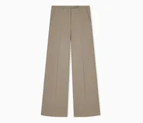 Regular Fit Stoffhose mit weitem Bein aus Stretch-Baumwolle
