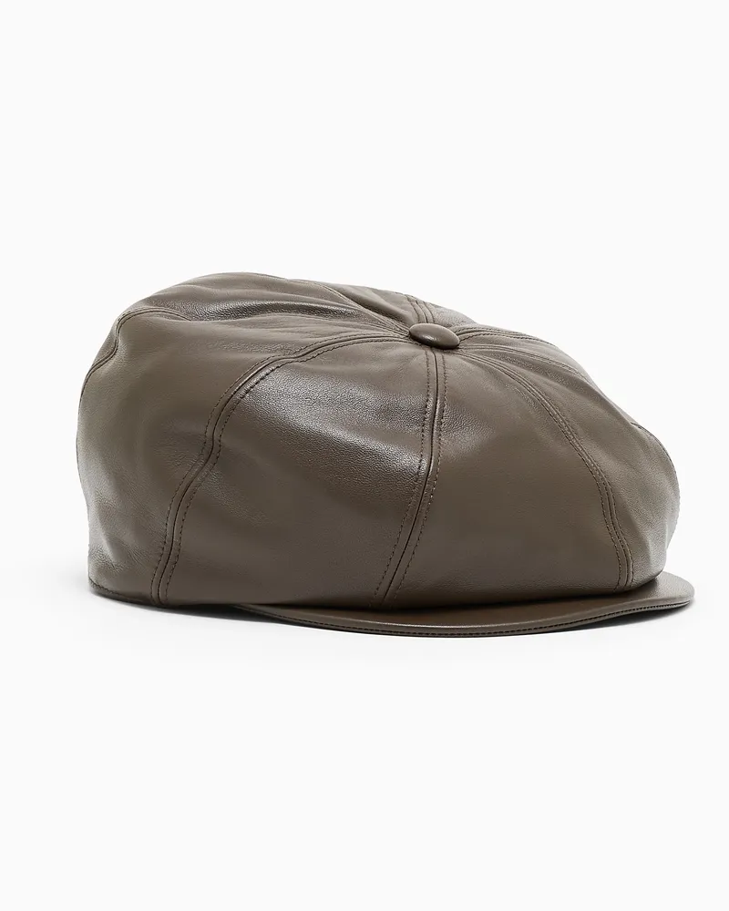 Emporio Armani Schiebermütze aus Nappaleder Braun