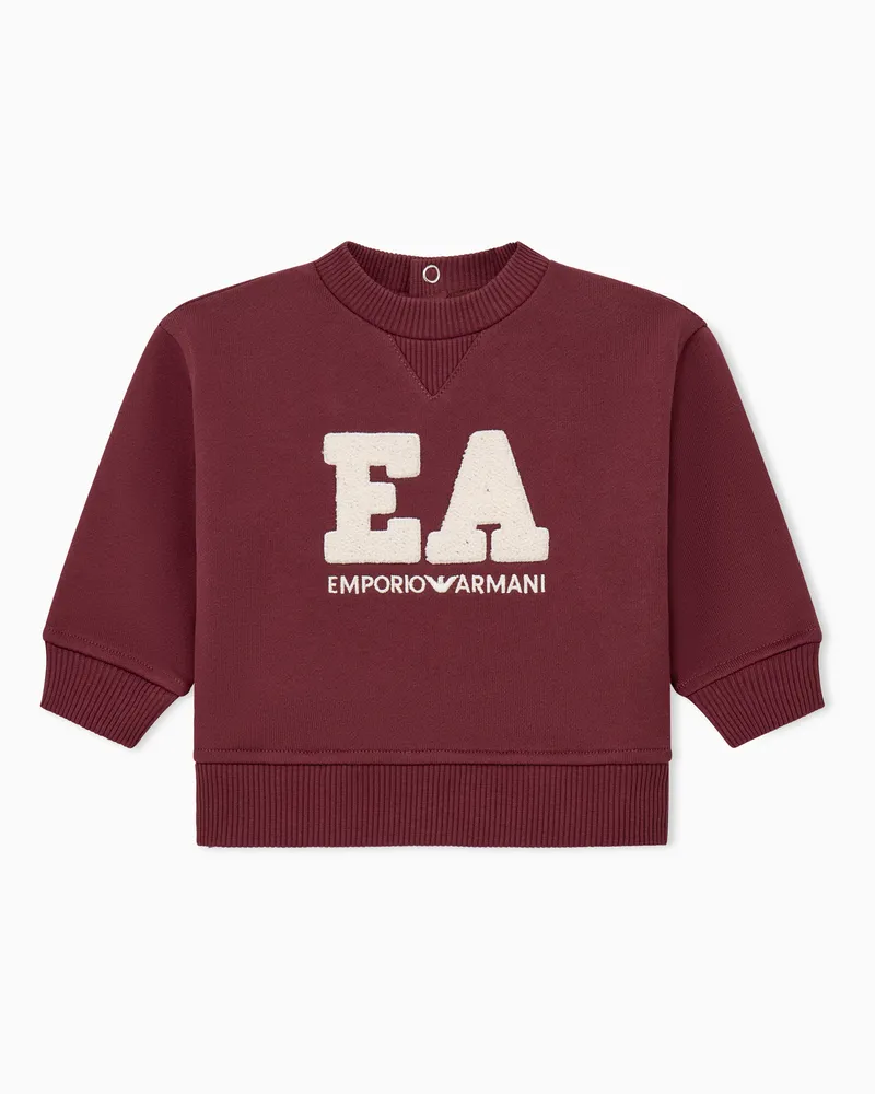 Emporio Armani Regular Fit Kindersweatshirt aus Baumwollfleece mit Logo Burgunderrot