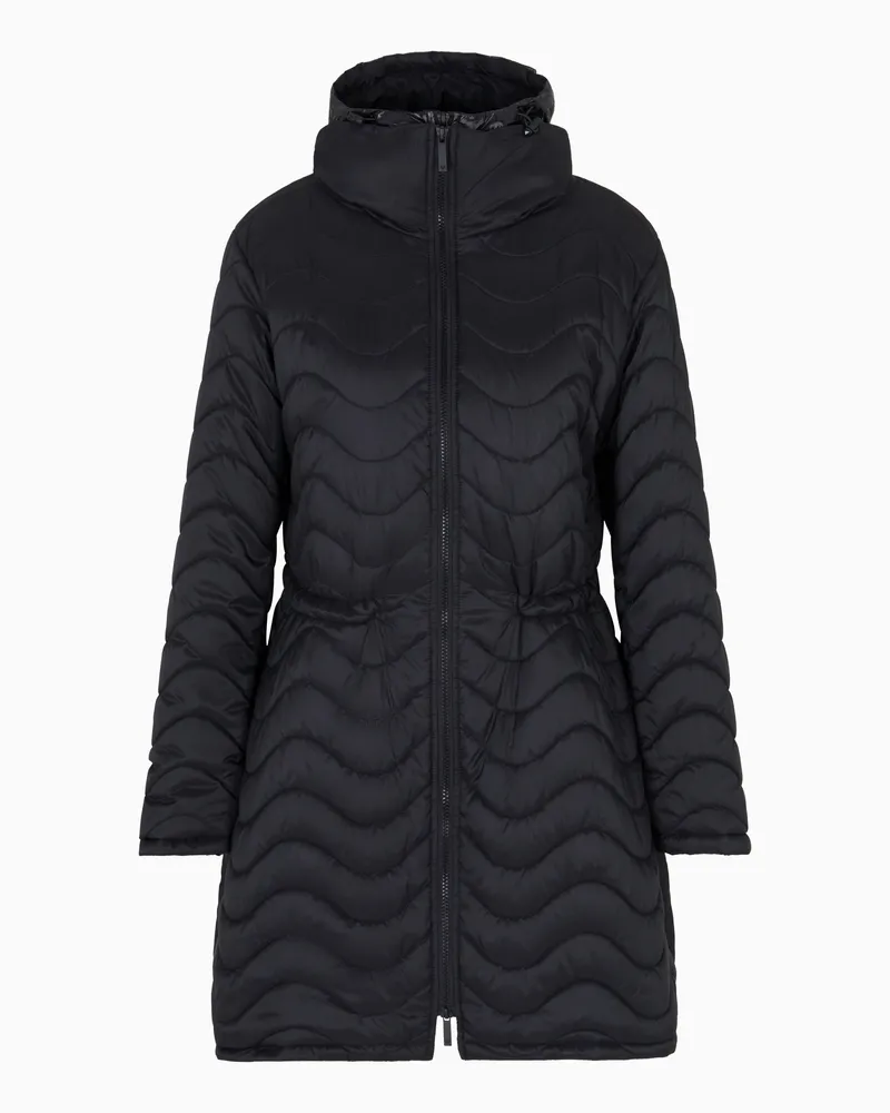 Emporio Armani ASV Jacke mit Wellensteppung und Brusteinsatz, gefertigt aus Nylon Schwarz