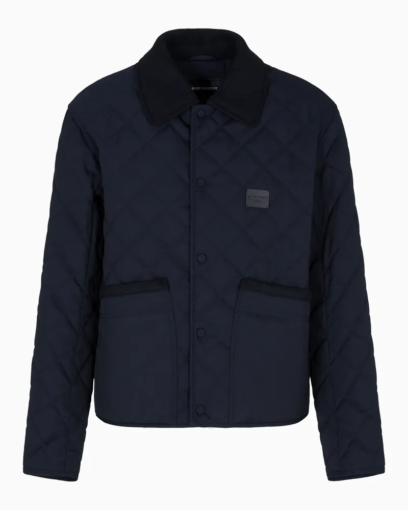 Emporio Armani Blouson aus gestepptem Nylon mit Flanelldetails Marineblau