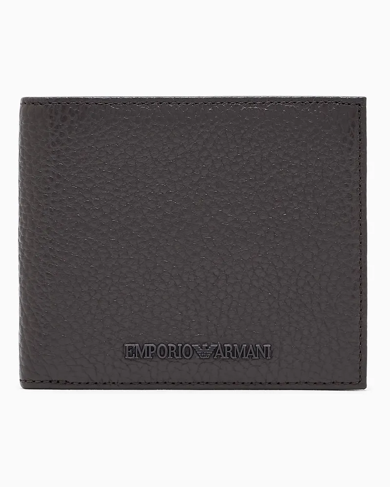 Emporio Armani Portemonnaie aus getrommeltem Leder Braun