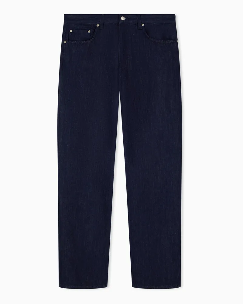 Emporio Armani 5-Pocket-Jeans aus Baumwolle und Leinen mit geradem Bein Blau
