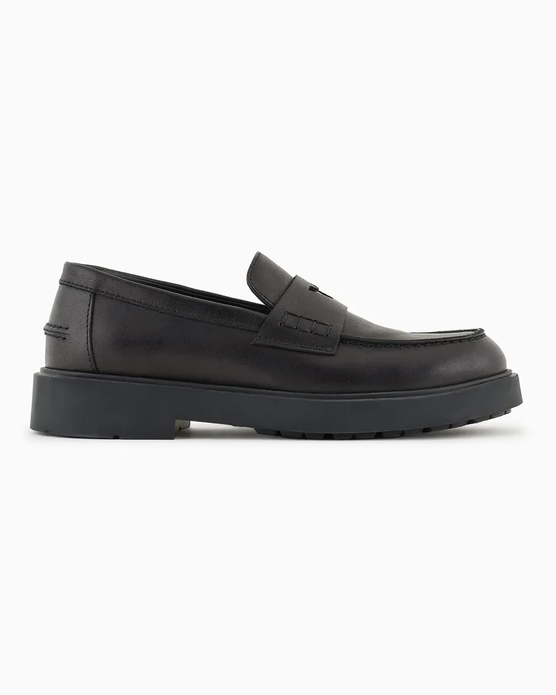 Emporio Armani Mokassins aus Leder Schwarz