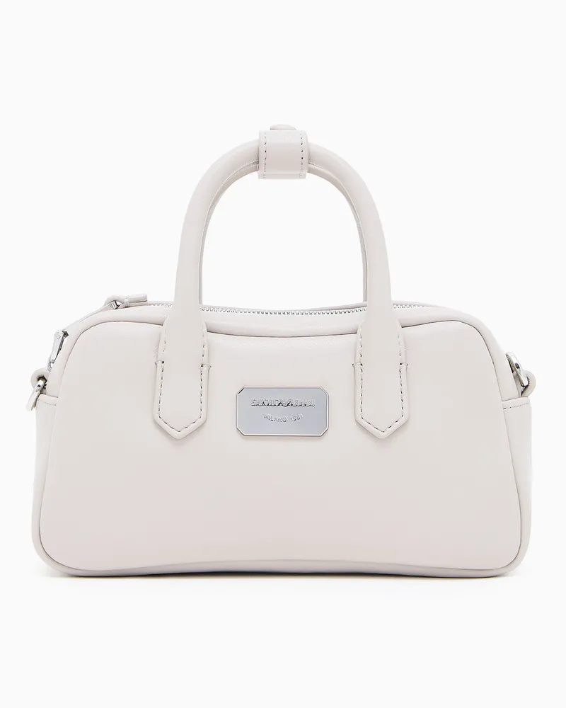 Emporio Armani Mini satchel bag in soft leather Beige