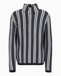 Emporio Armani Zweifarbiger Icon Rollkragenpullover aus Jacquard-wollmischung mit Fischgräten-muster Gemustert