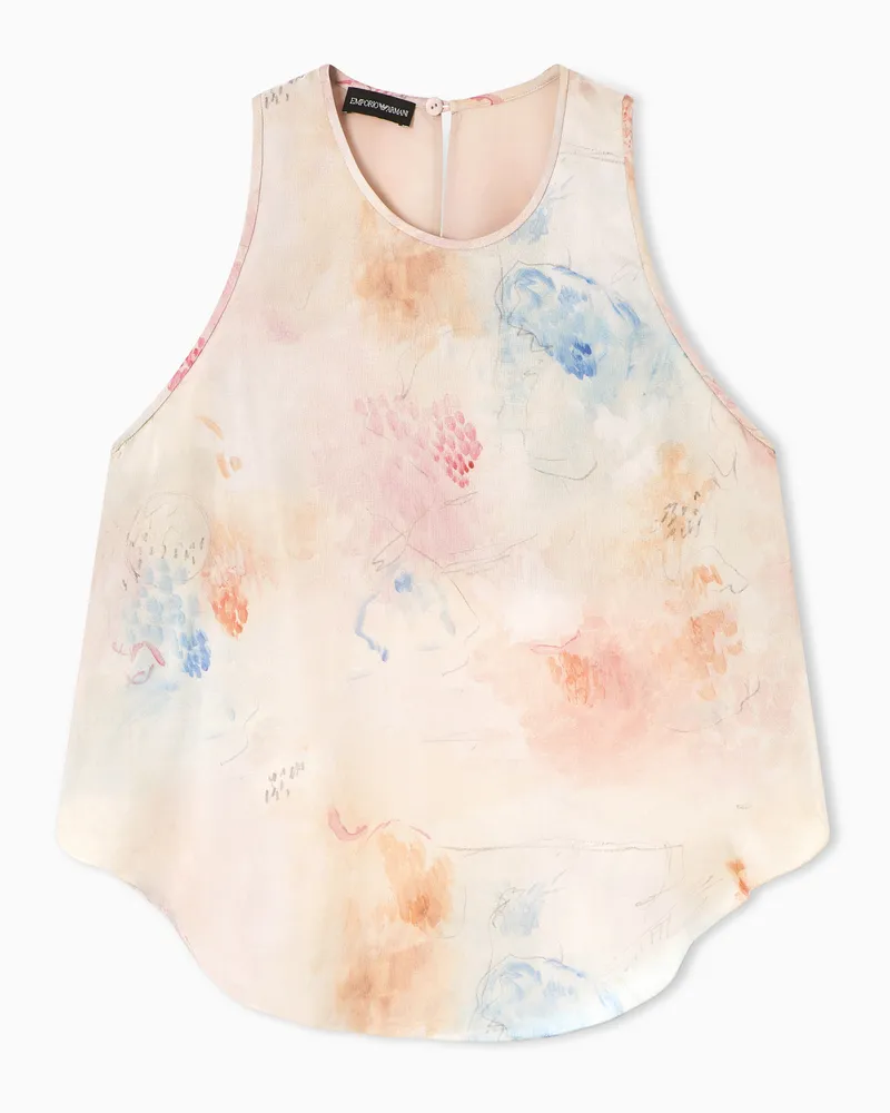 Emporio Armani Printed silk chiffon top Mehrfarbig