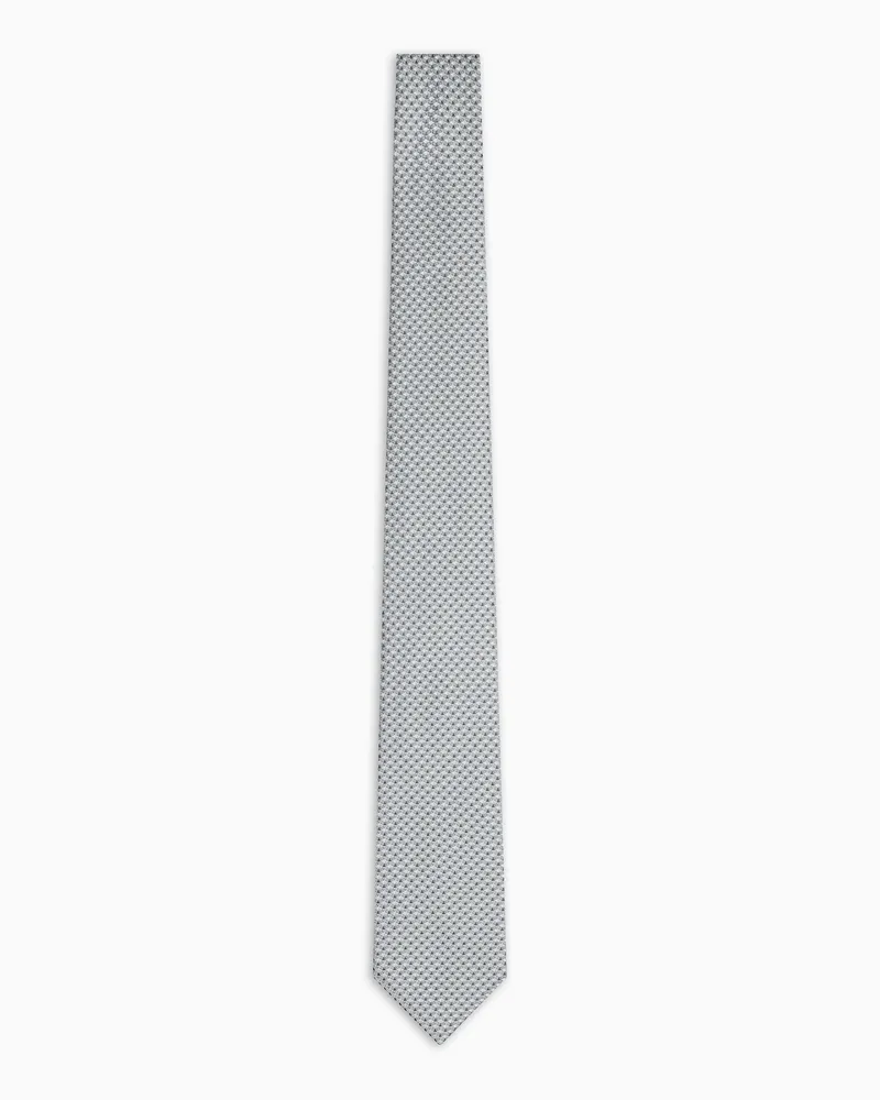 Emporio Armani Krawatte aus reiner Seide mit optischem Jacquard-Muster Grau