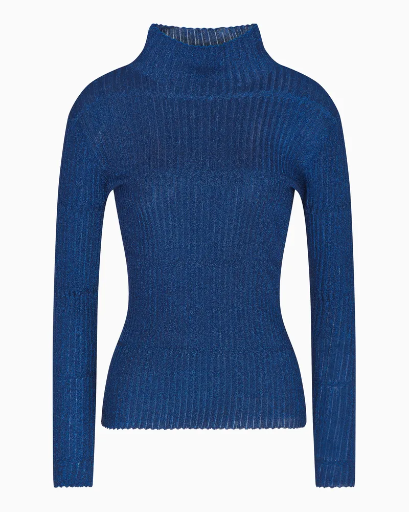 Emporio Armani Lurex-Pullover mit 3D-Effekt Blau