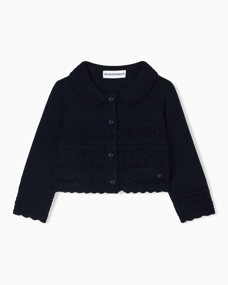 Emporio Armani Cardigan aus einer Woll-Mischung mit Mikrovolants Marineblau