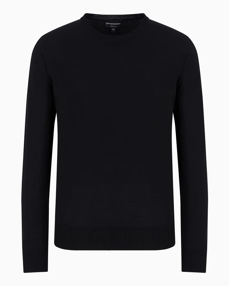 Emporio Armani Pullover aus reiner Schurwolle Schwarz
