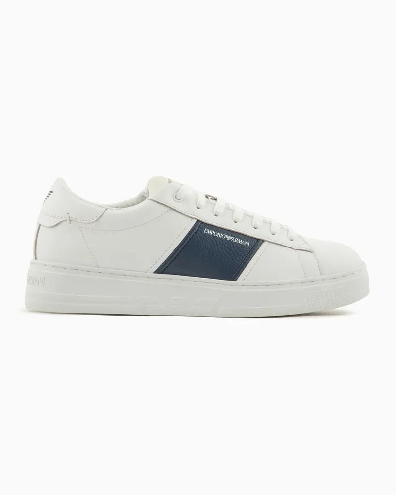 Emporio Armani Sneaker aus Leder mit Logo-Detail Marineblau