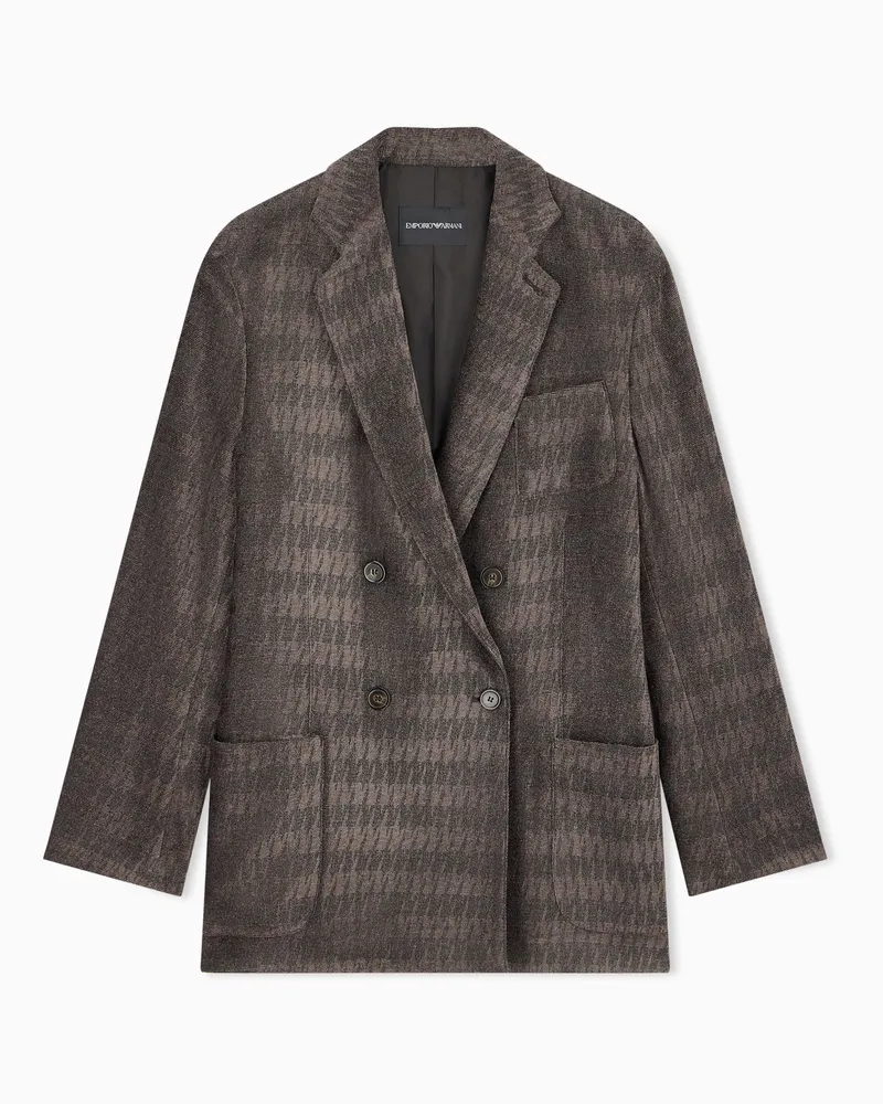 Emporio Armani Blazer aus Chenille mit Jacquard-Muster Braun