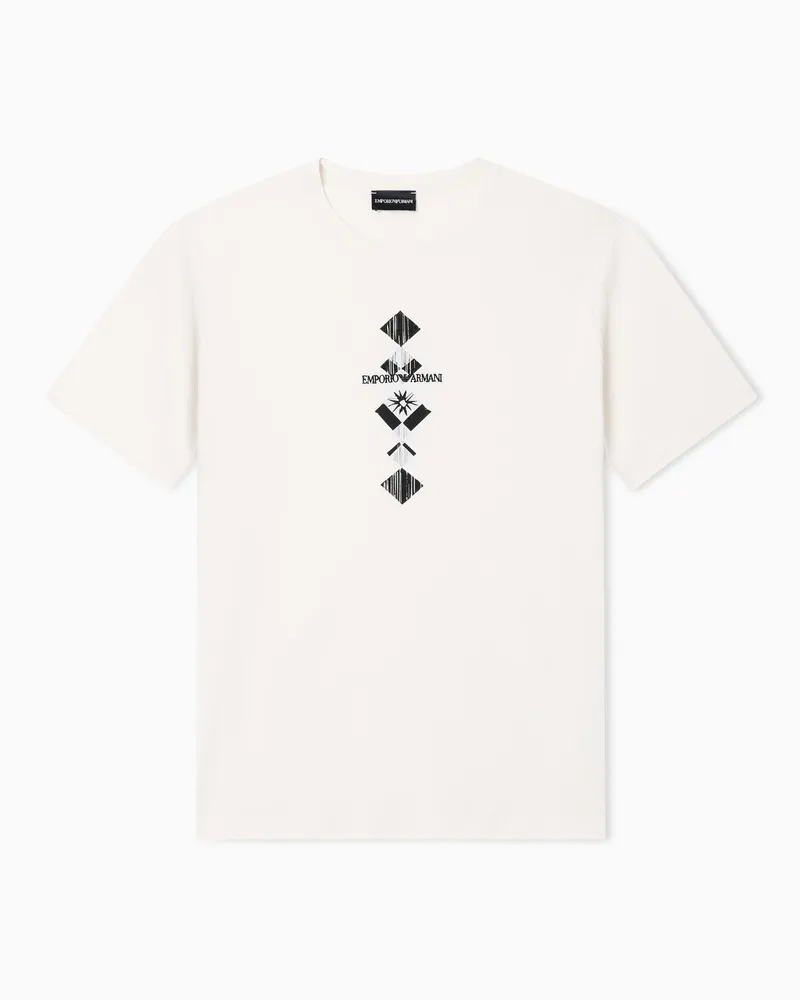 Emporio Armani T-Shirt aus Jersey mit Tribal-Print Weiß