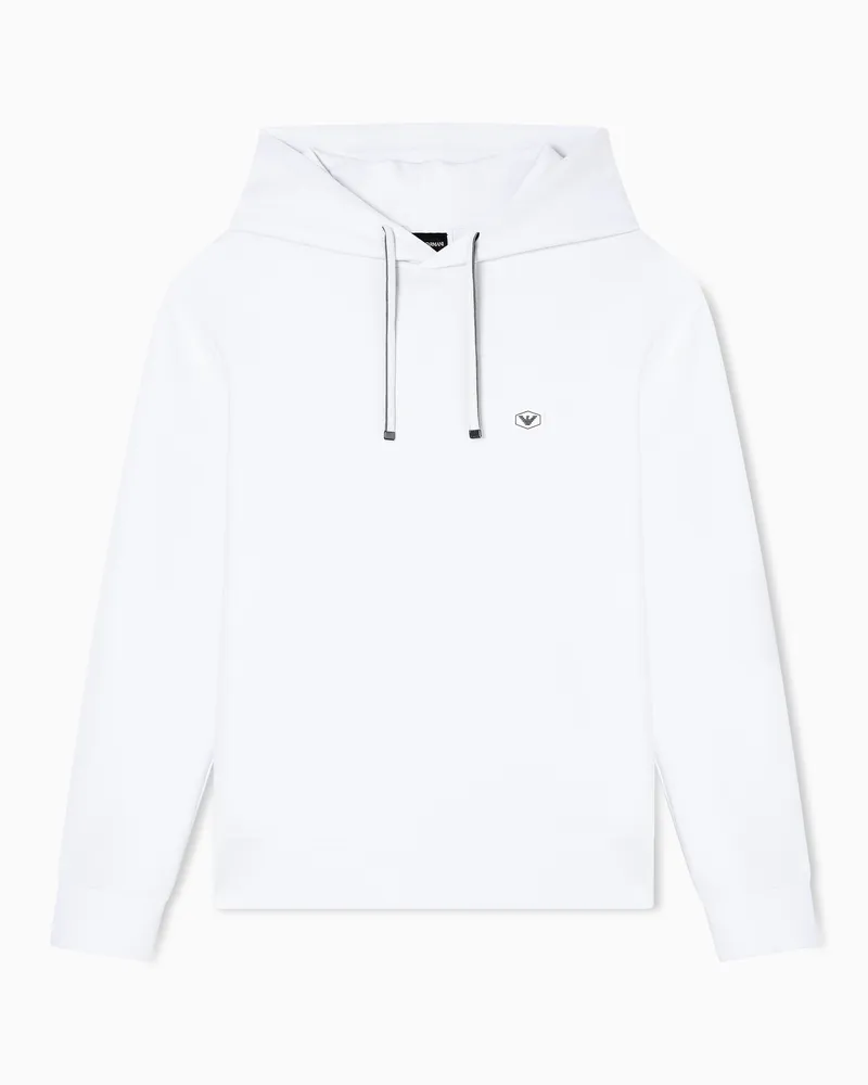 Emporio Armani Sweatshirt mit Kapuze und kleinem Logoaufnäher Weiß