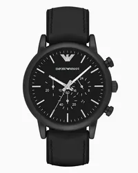 Emporio Armani Herren-chronograph mit Lederarmband Schwarz