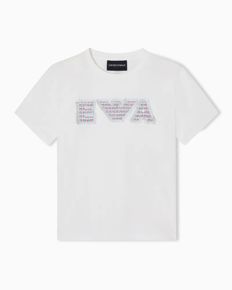 Emporio Armani T-Shirt aus Jersey mit Maxi-EA-Patch Weiß