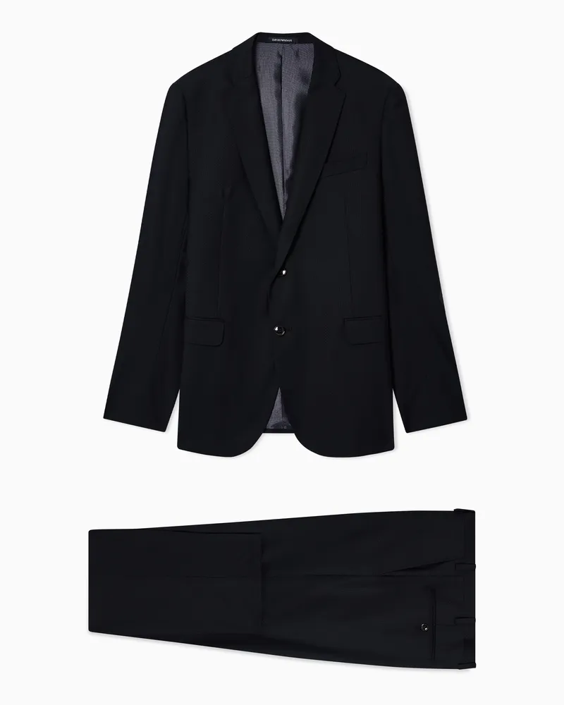 Emporio Armani Single-breasted suit in micro-weave virgin wool Schwarz