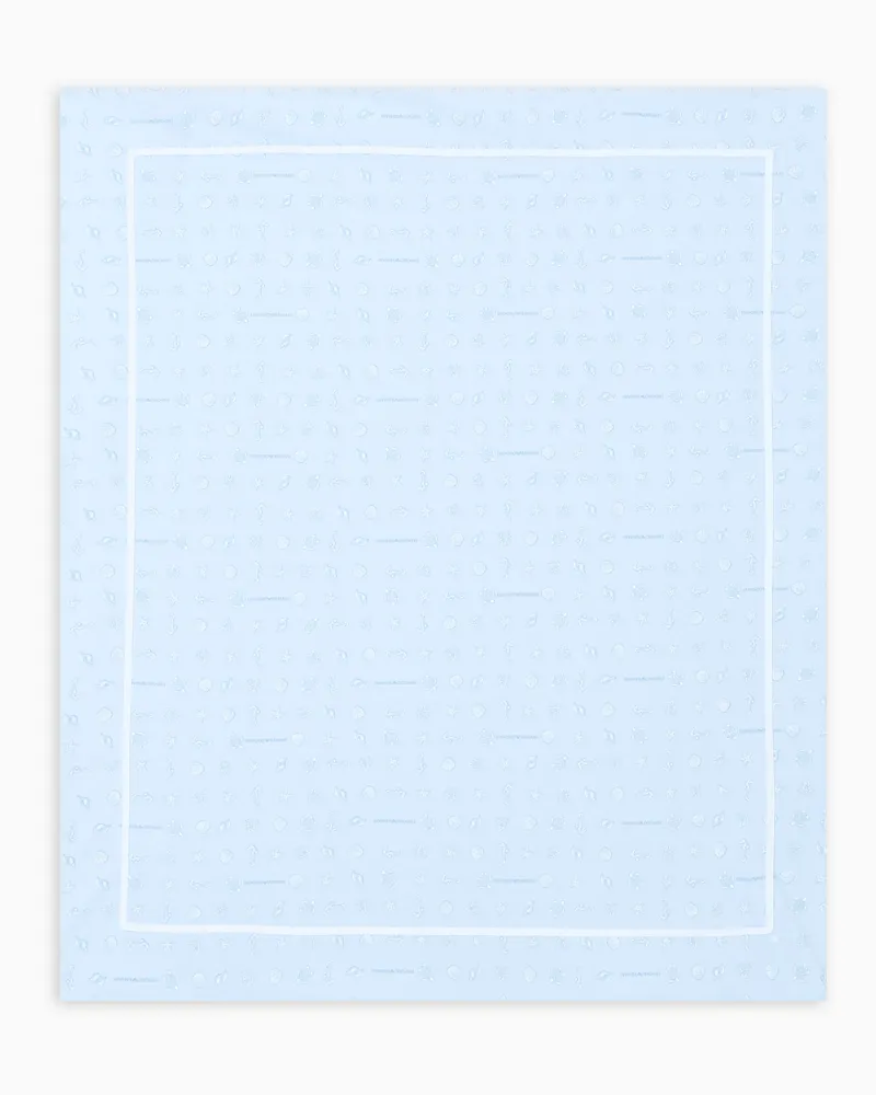 Emporio Armani Decke aus Jersey im Marinestil Hellblau