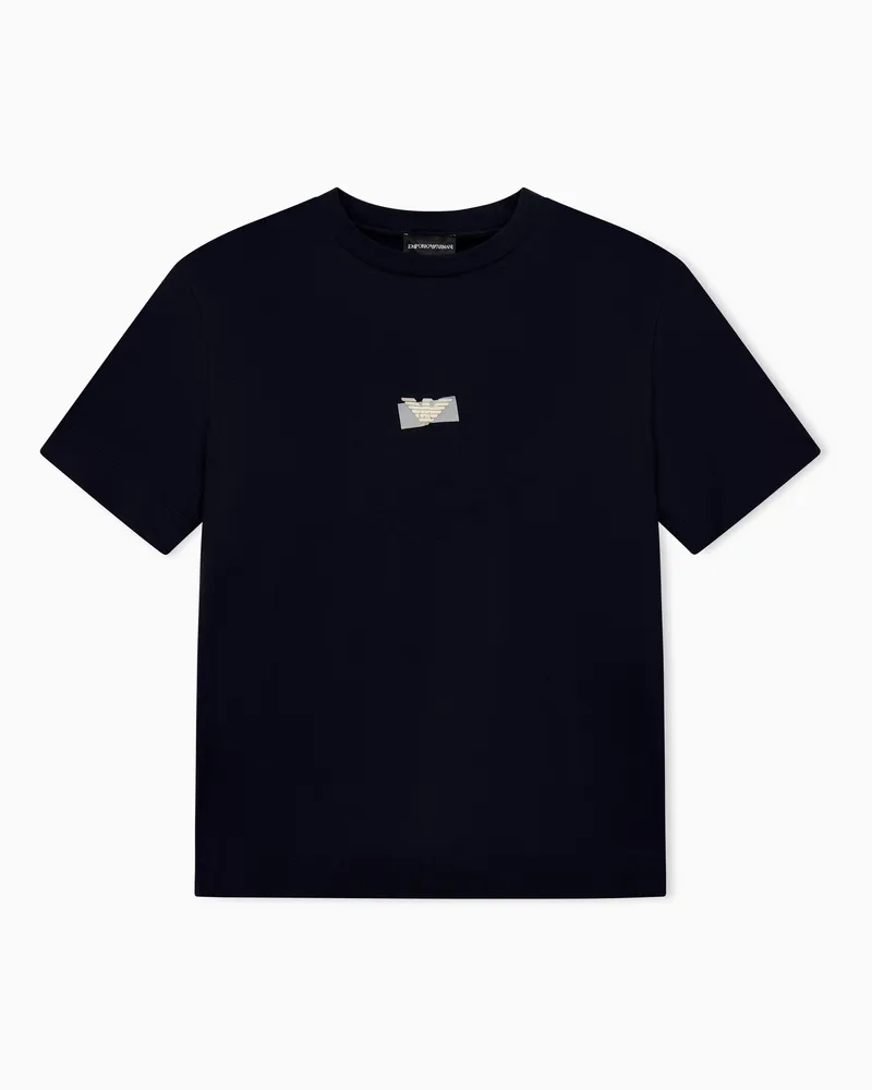 Emporio Armani Regular Fit T-Shirt aus Lyocell- und Baumwolljersey Marineblau
