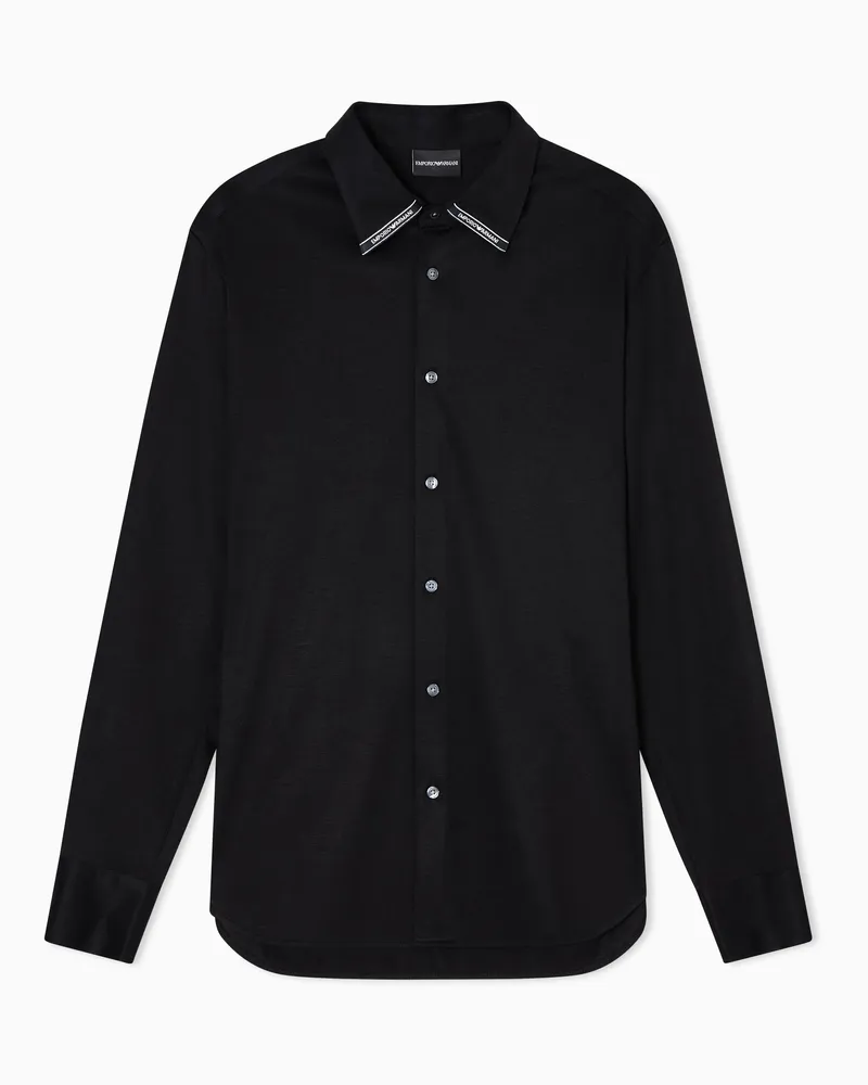 Emporio Armani ASV Jerseyhemd aus Jersey-Lyocell-Mischung Schwarz