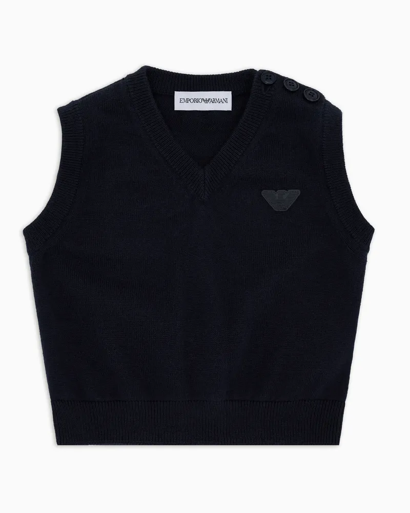 Emporio Armani Weste mit V-Ausschnitt aus Wollmischgewebe Marineblau